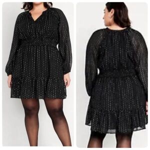 Old Navy Black/Silver Waist-Define Dress Size XL Tall